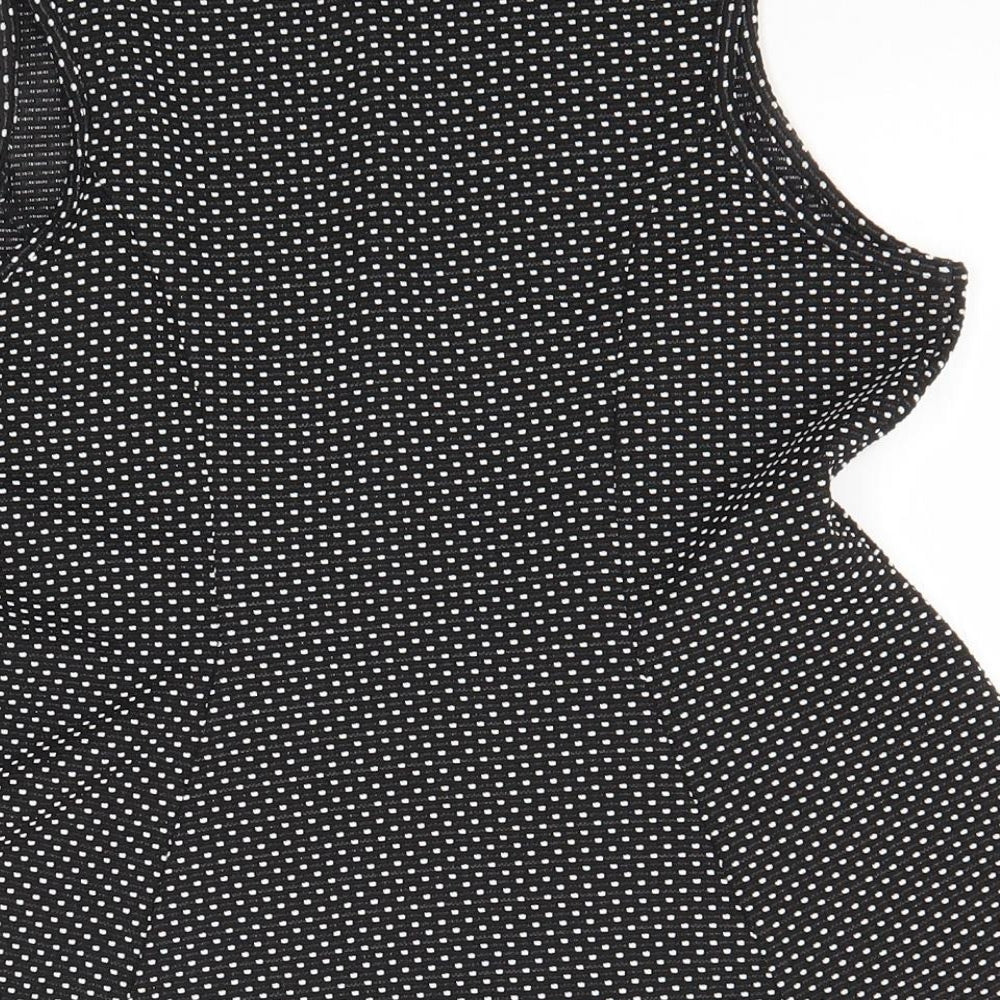 Atmosphere Womens Black Polka Dot Polyester Basic Tank Size 12 Round Neck
