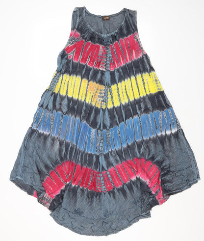 Front view of Coline women’s multicoloured geometric a-line round neck
