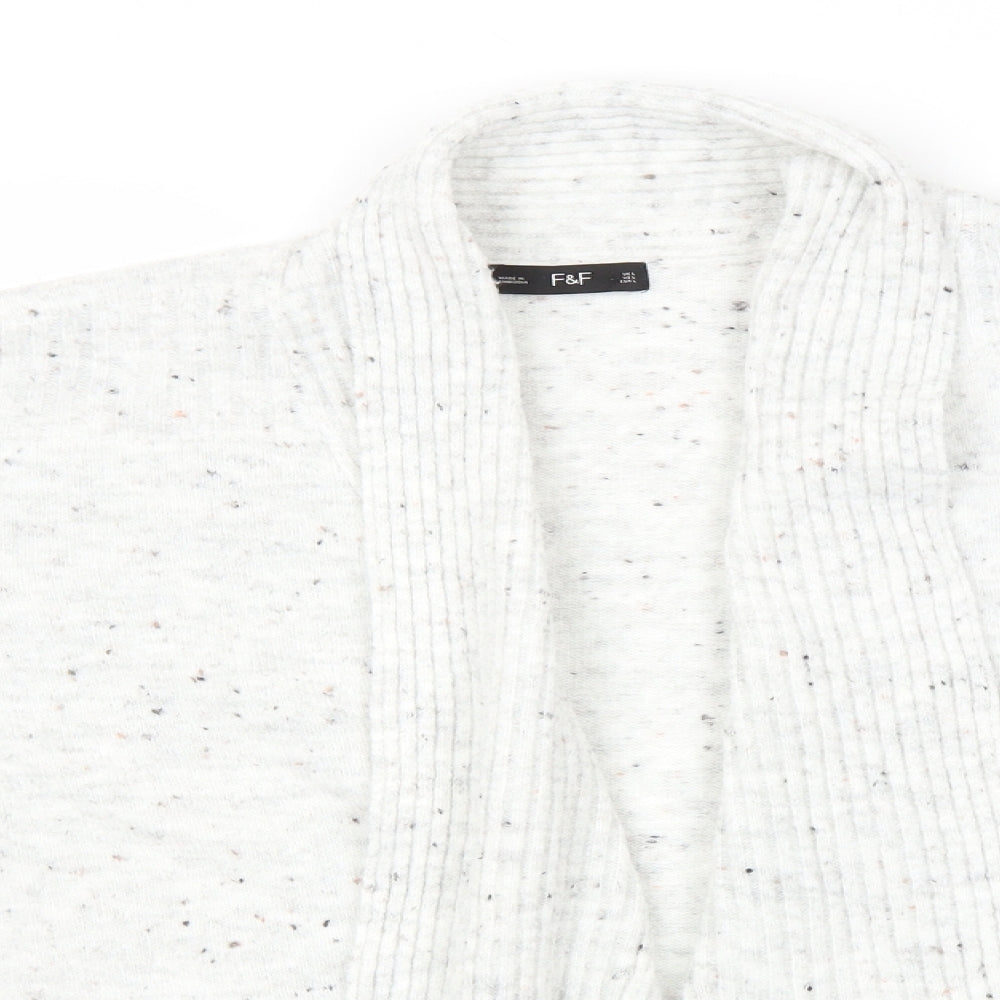 F&F Womens Grey Round Neck  Polyester Cardigan Jumper Size L