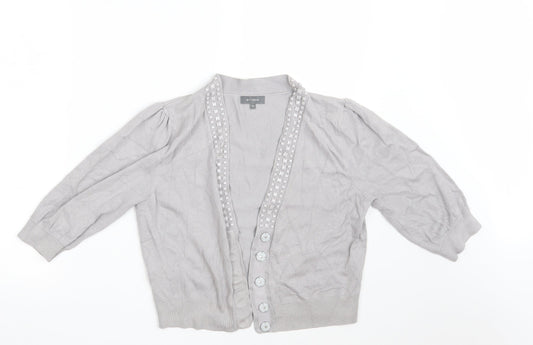 Et Vous Womens Grey V-Neck  Viscose Cardigan Jumper Size 14