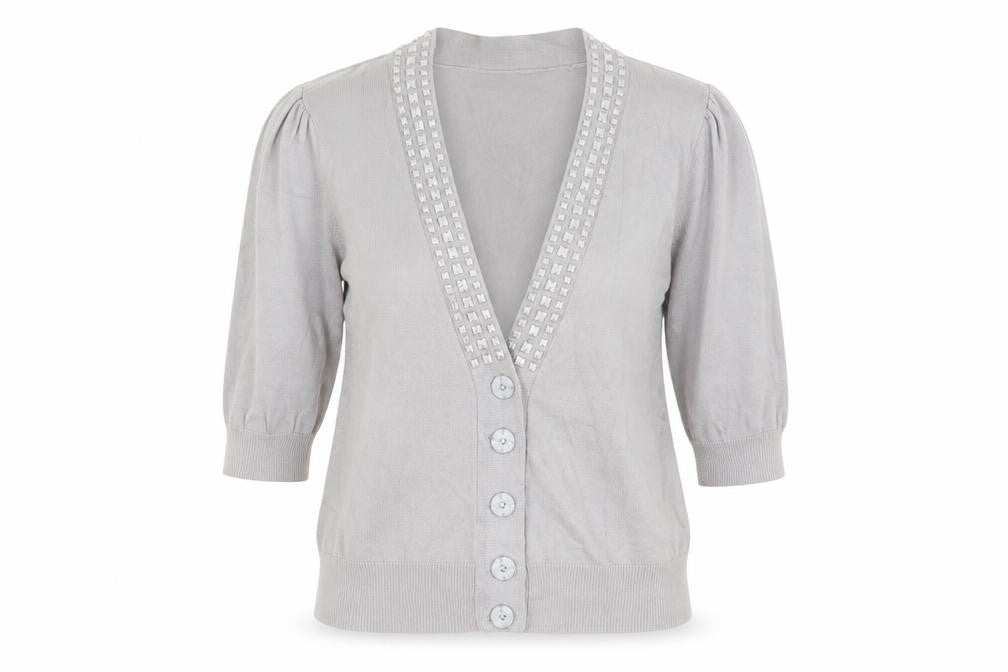 Womens UK Size 14 Et Vous Grey Cardigan Jumper