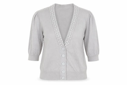 Womens UK Size 14 Et Vous Grey Cardigan Jumper