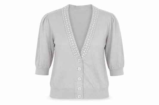 Womens UK Size 14 Et Vous Grey Cardigan Jumper