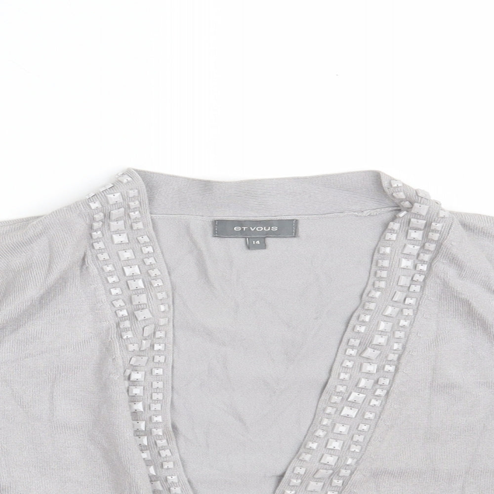 Womens UK Size 14 Et Vous Grey Cardigan Jumper