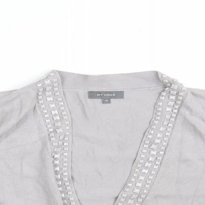 Womens UK Size 14 Et Vous Grey Cardigan Jumper