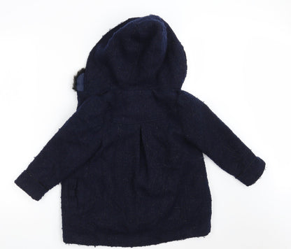 TU Girls Blue   Overcoat Coat Size 4-5 Years  Button