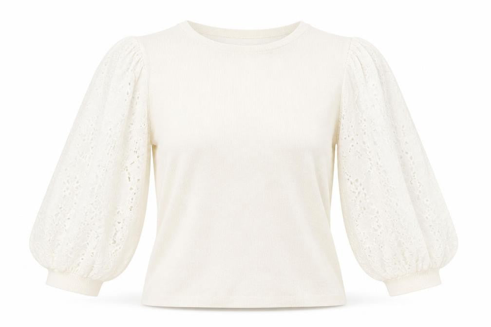 Front view of Tu women’s ivory round neck floral cotton jumper, size UK 10
