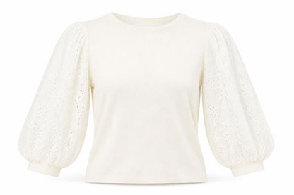 Front view of Tu women’s ivory round neck floral cotton jumper, size UK 10