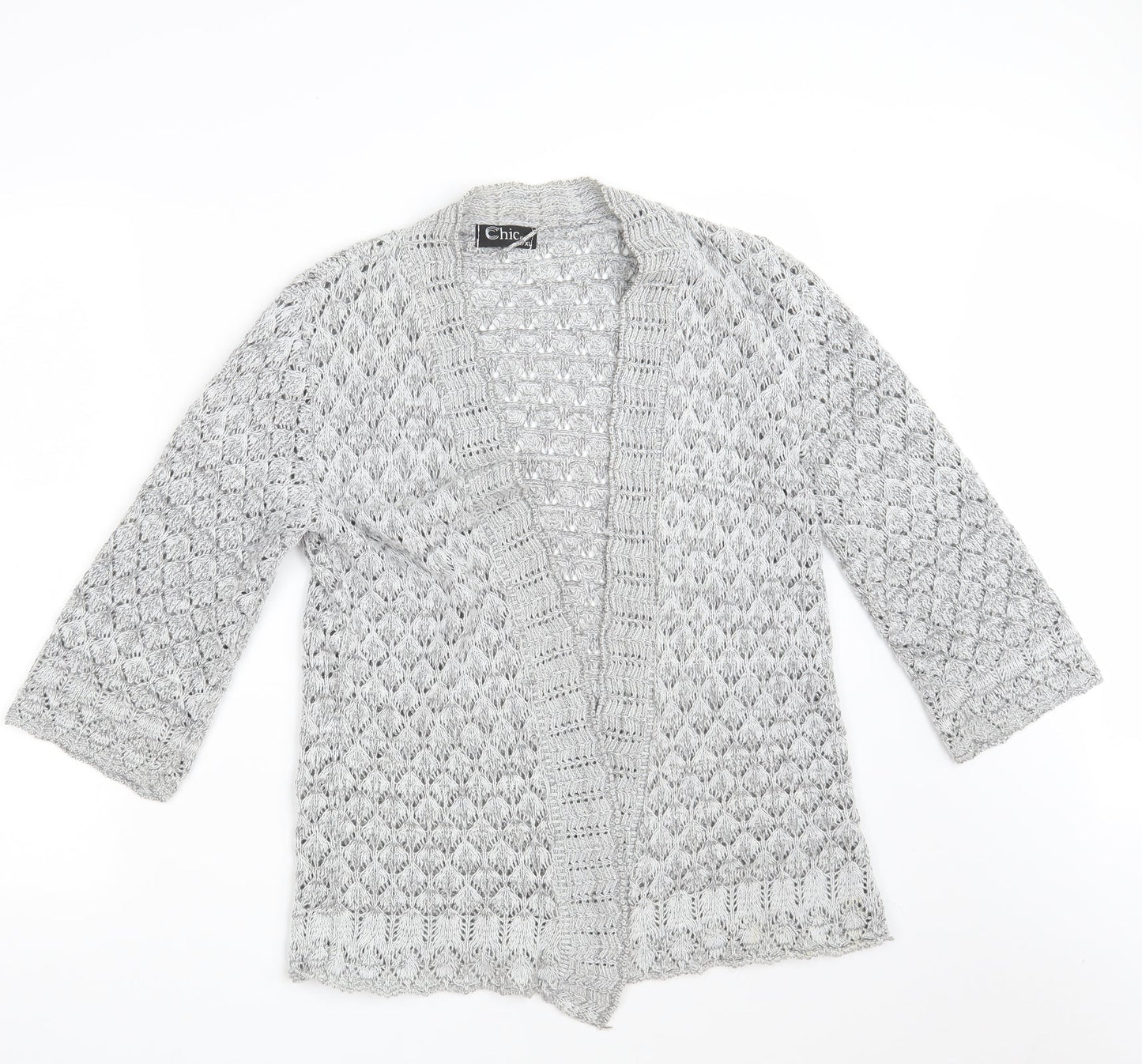 Womens UK Size L CHIC Grey Wrap Jumper