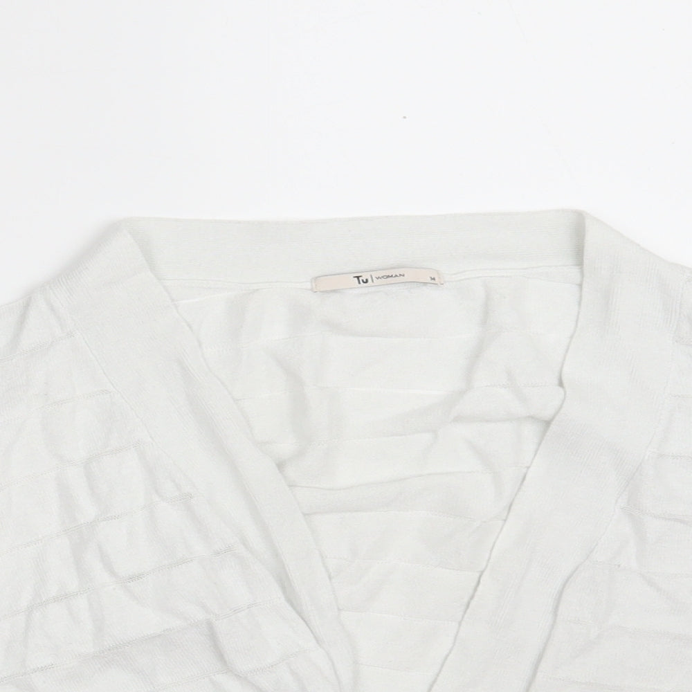 TU Womens White V-Neck  Cotton Wrap Jumper Size 16   - Cropped