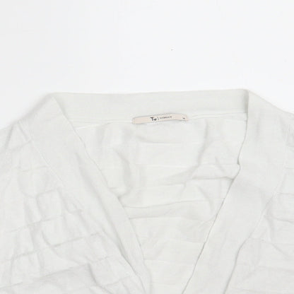 TU Womens White V-Neck  Cotton Wrap Jumper Size 16   - Cropped