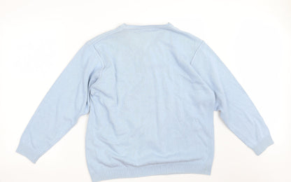 Greenwoods Escape Mens Blue V-Neck Argyle/Diamond Acrylic Pullover Jumper Size M