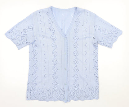 Womens UK Size S Preworn Blue Cardigan Jumper