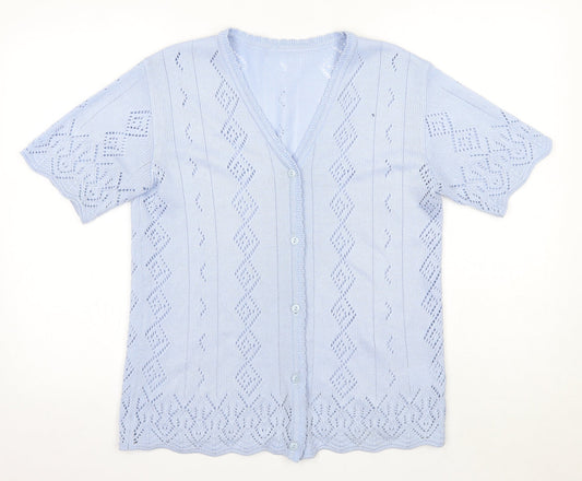 Womens UK Size S Preworn Blue Cardigan Jumper