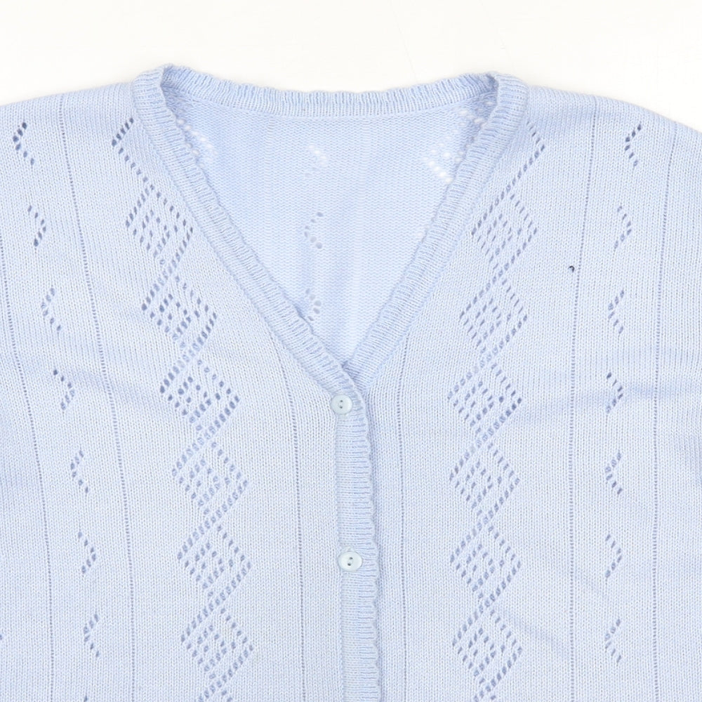 Womens UK Size S Preworn Blue Cardigan Jumper