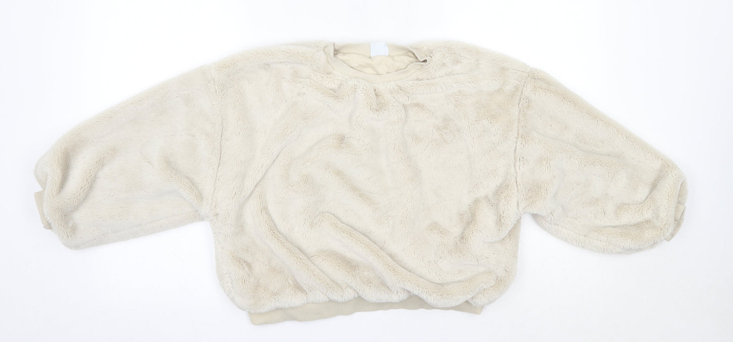 Zara Girls Ivory Round Neck  Polyester Pullover Jumper Size 11-12 Years