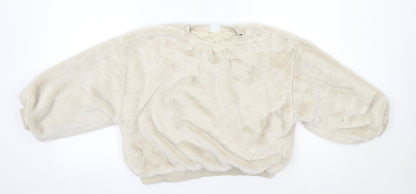 Zara Girls Ivory Round Neck  Polyester Pullover Jumper Size 11-12 Years