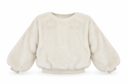 Front view of Zara girls’ ivory round neck polyester jumper, size 11-12, years