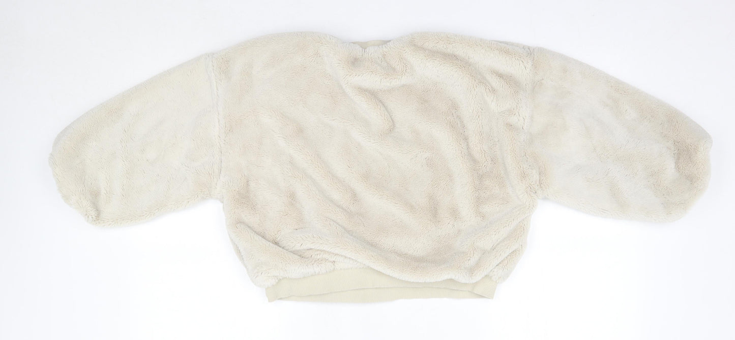 Zara Girls Ivory Round Neck  Polyester Pullover Jumper Size 11-12 Years