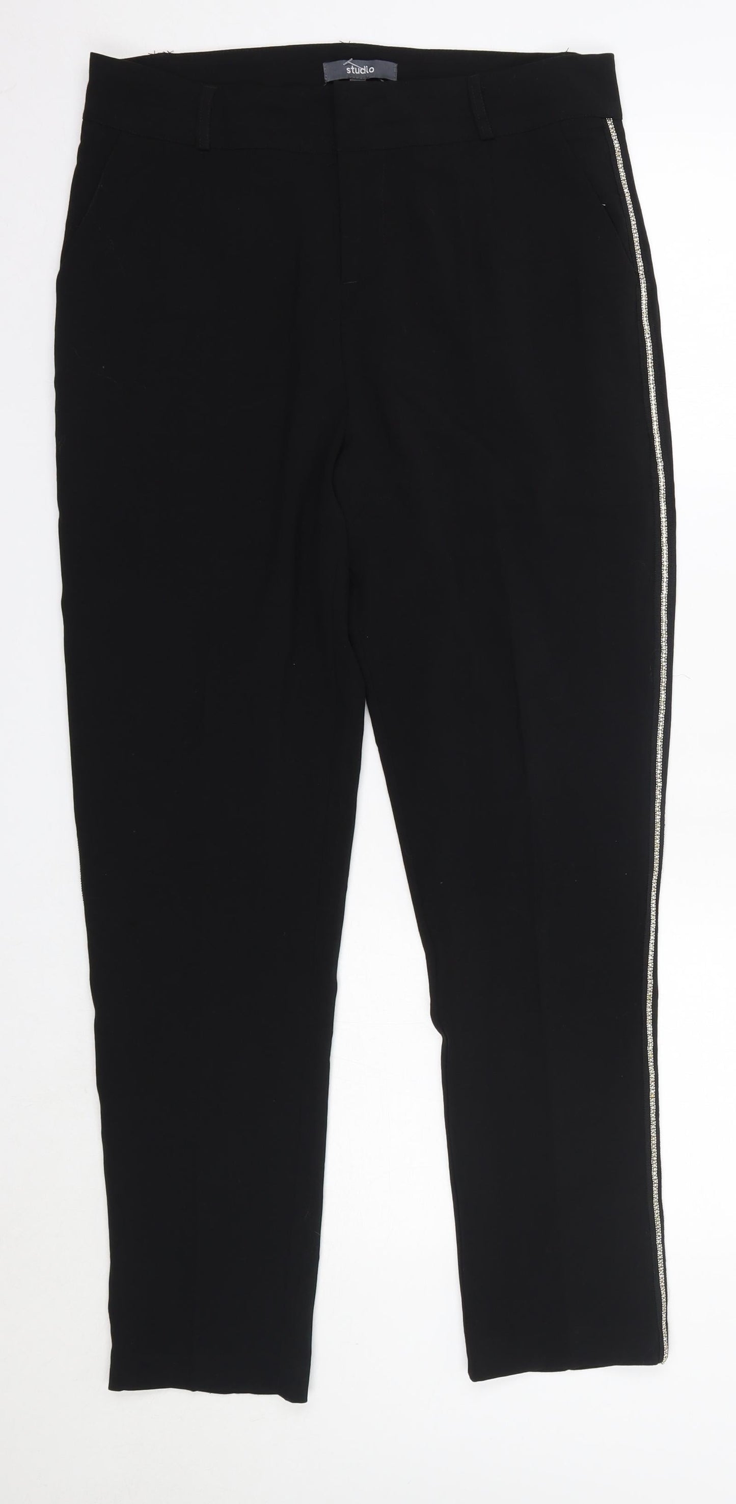 Womens UK Size 12 Studio Regular Fit Dress Pants Black Trousers