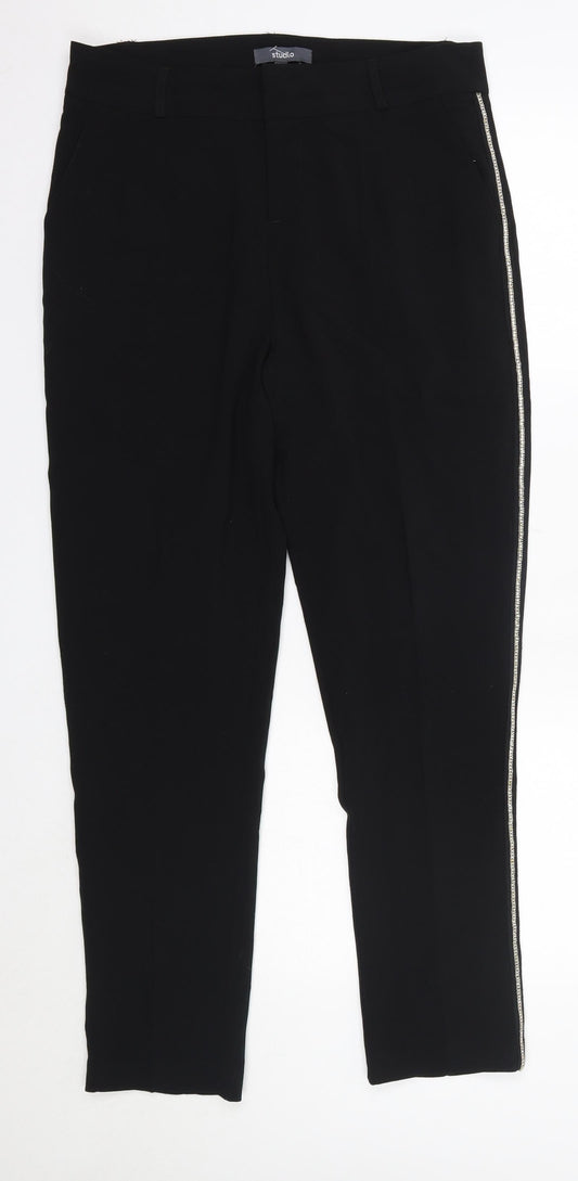Studio Womens Black  Polyester Dress Pants Trousers Size 12 L29 in Regular