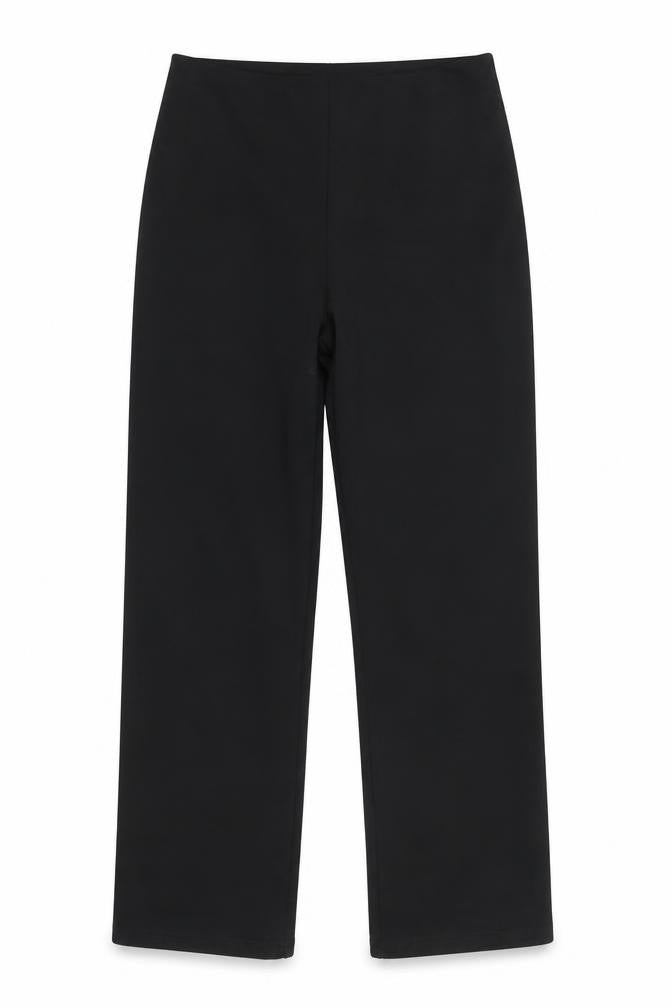 Front view of Matalan women’s black polyester dress pants trousers, size UK 8, 20-inch leg regular