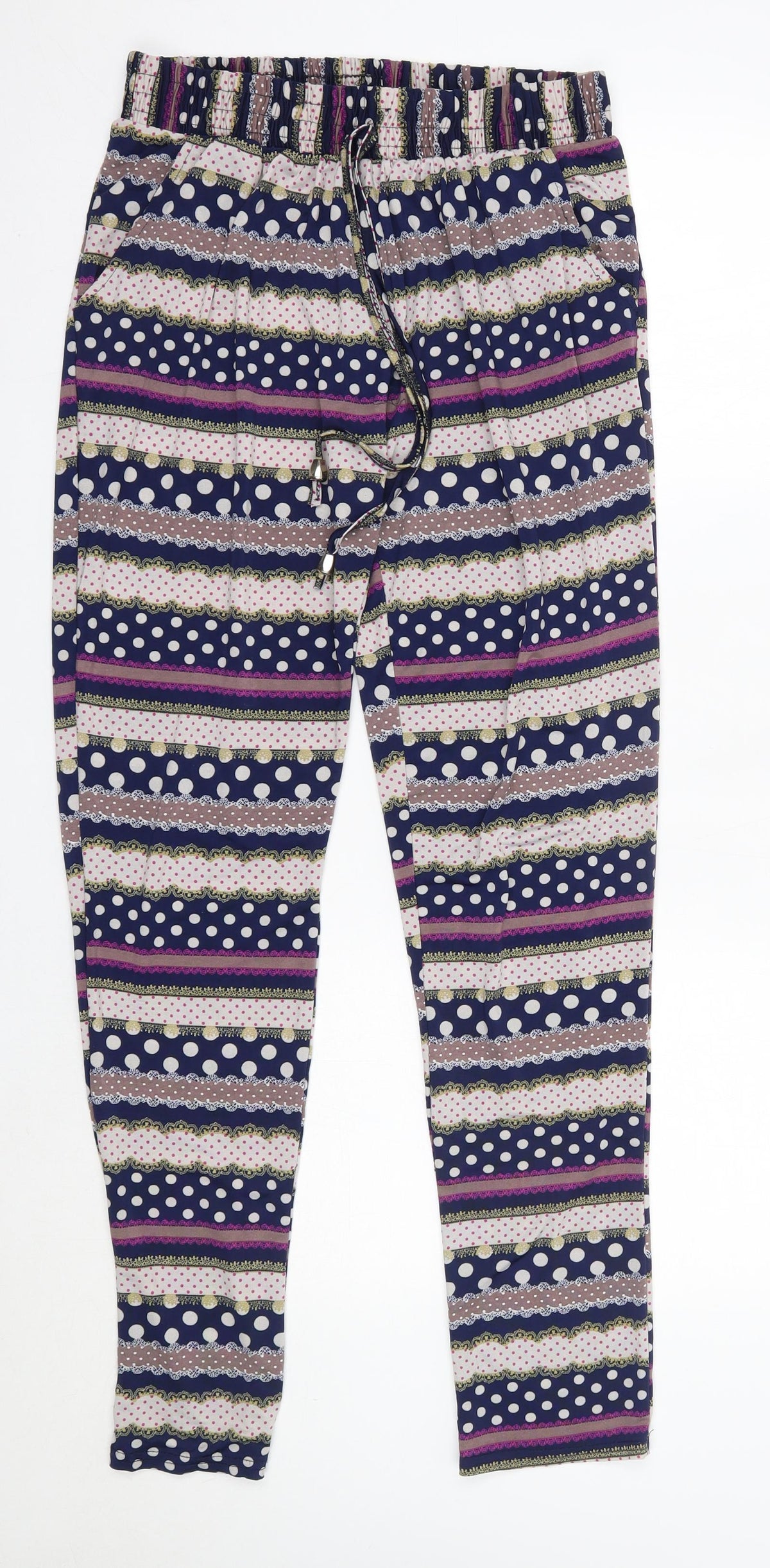 Additional front view of Conos women’s multicoloured polyester trousers, size M, 31-inch leg regular