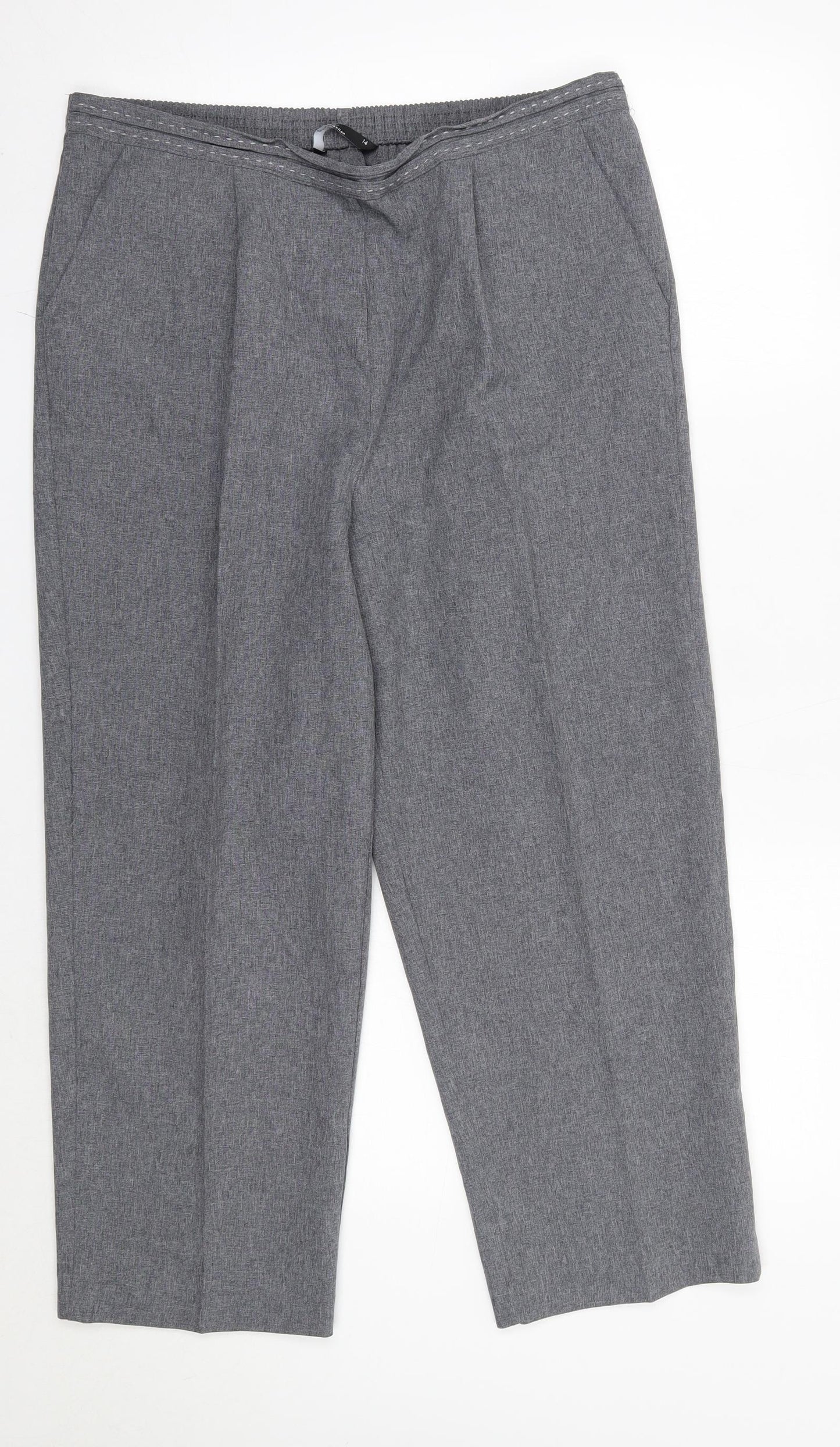 BM Womens Grey  Polyester Dress Pants Trousers Size 14 L24 in Regular