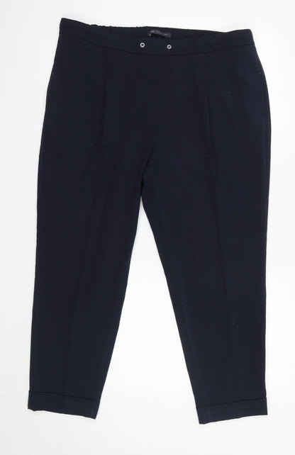 Womens UK Size 16 M&S Regular Fit Dress Pants Blue Trousers