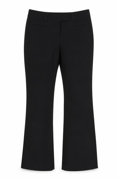 Front view of MK one women’s black polyester dress pants trousers, size UK 10, 28-inch leg regular