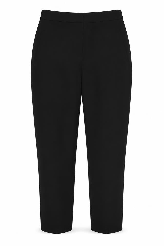 Front view of New Look women’s black polyester dress pants trousers, size UK 10, 27-inch leg regular