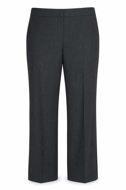 Front view of Marks & Spencer women’s grey polyester dress pants trousers, size UK 12, 27-inch leg regular - short