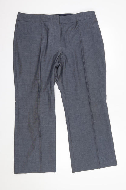 Womens UK Size 16 M&S Regular Fit Dress Pants Blue Trousers
