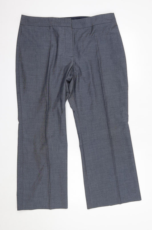 Womens UK Size 16 M&S Regular Fit Dress Pants Blue Trousers