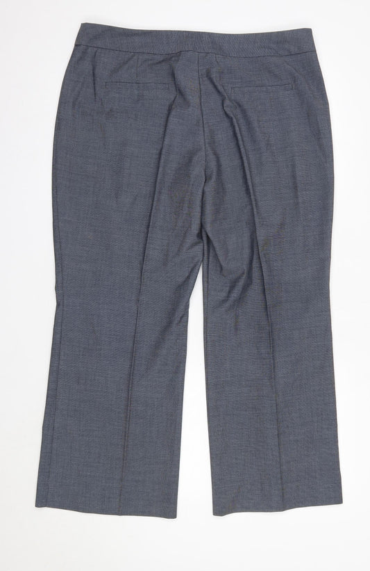 Womens UK Size 16 M&S Regular Fit Dress Pants Blue Trousers