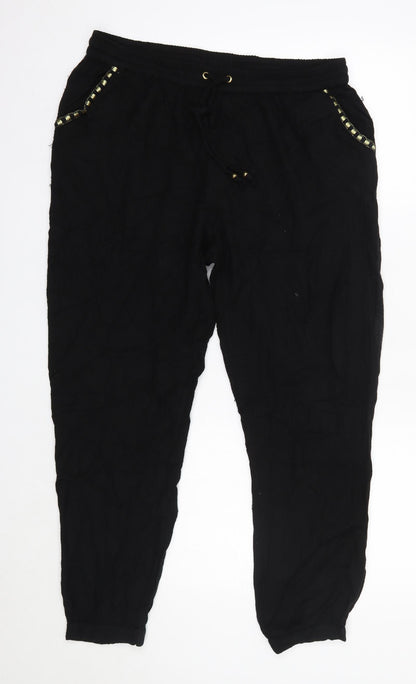 F&F Womens Black  Viscose Trousers  Size 14 L27 in Regular