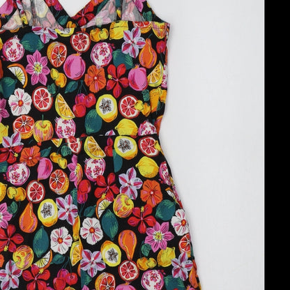 Pimkie Womens Multicoloured Geometric Viscose Playsuit One-Piece Size 6  Button - Fruit Print