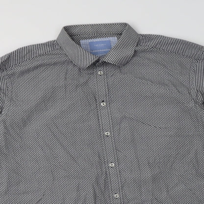 Tresanti Mens Black Geometric Cotton  Dress Shirt Size 15.5 Collared