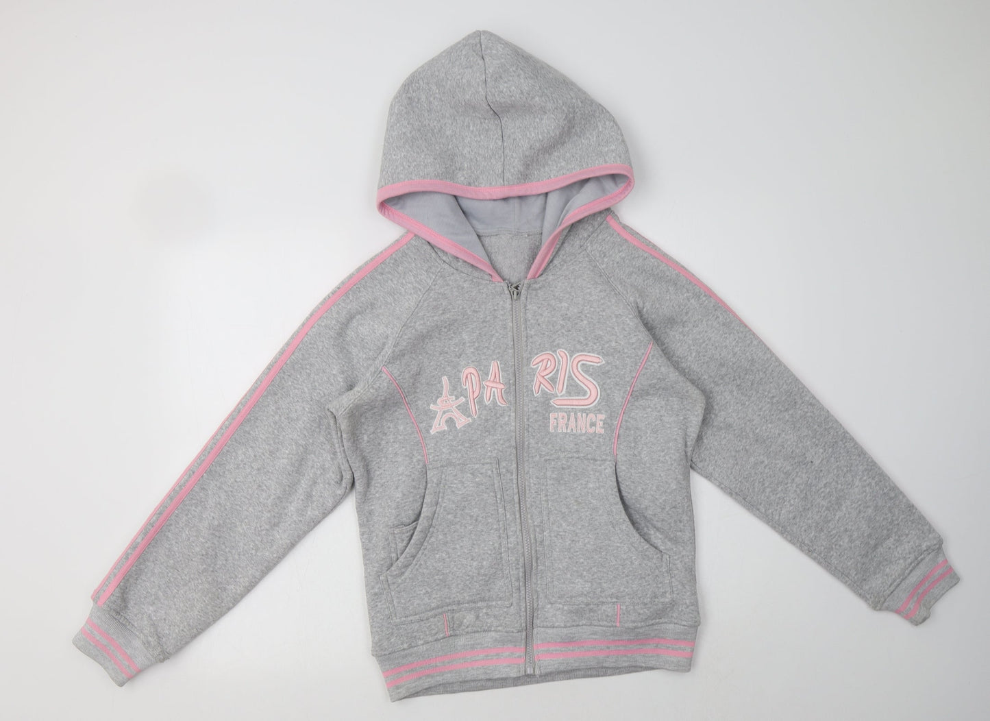 Euro Souvenir Womens Grey Striped Polyester Full Zip Hoodie Size M   - Paris