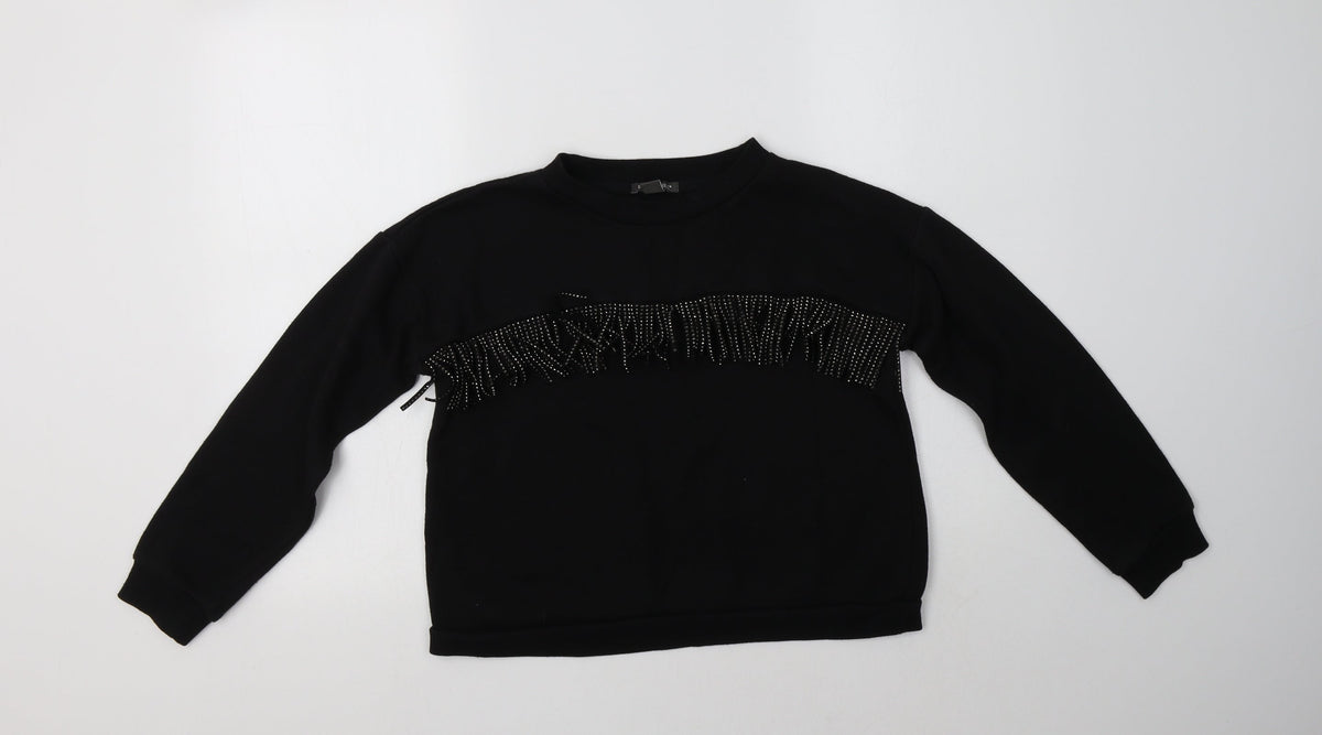 Additional front view of Primark girls’ black polyester pullover sweatshirt, size 12-13, years