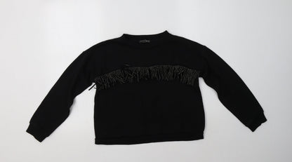 Additional front view of Primark girls’ black polyester pullover sweatshirt, size 12-13, years