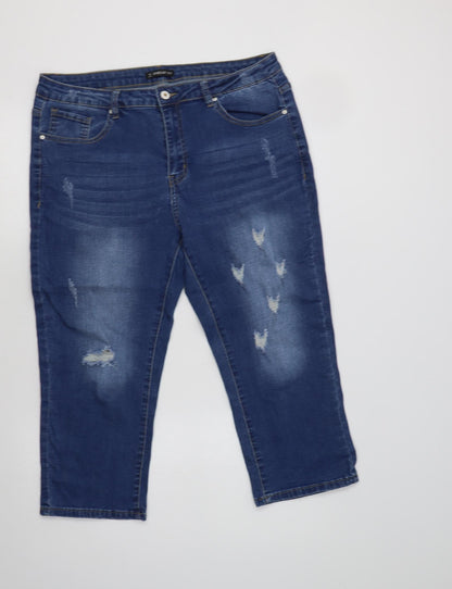 Womens UK Size 34 Sheilay Regular Fit Cropped Blue Jeans