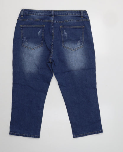 Womens UK Size 34 Sheilay Regular Fit Cropped Blue Jeans