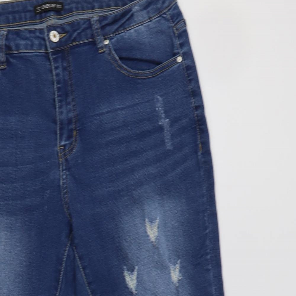 Womens UK Size 34 Sheilay Regular Fit Cropped Blue Jeans