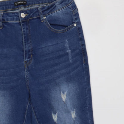 Womens UK Size 34 Sheilay Regular Fit Cropped Blue Jeans