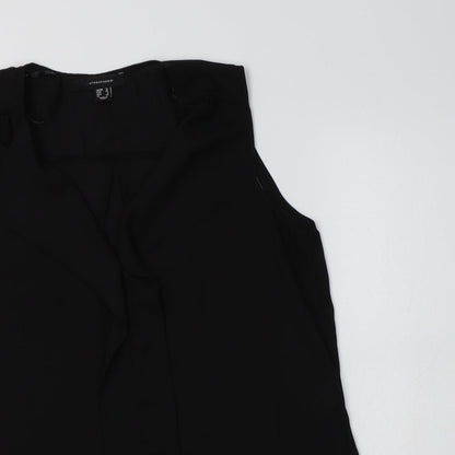 Primark Womens Black  Polyester Basic Blouse Size 12 V-Neck