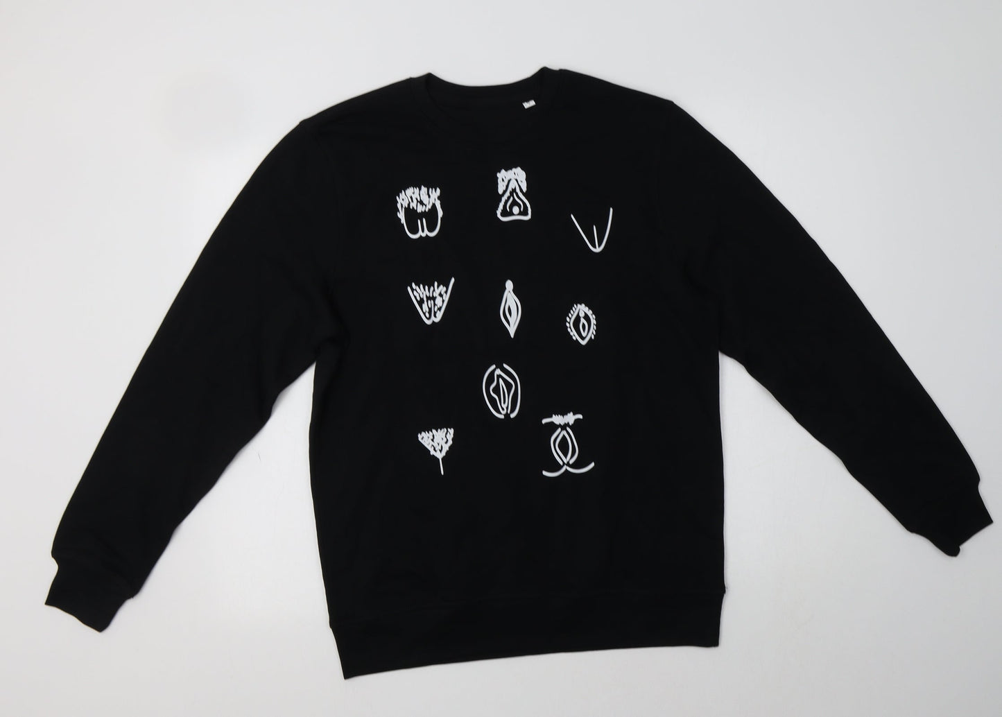 Fair Wear Womens Black Geometric Cotton Pullover Sweatshirt Size M