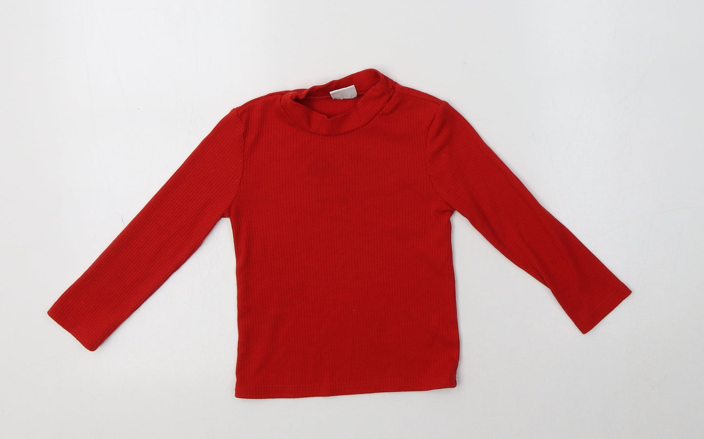 F&F Girls Red Mock Neck  Viscose Pullover Jumper Size 3-4 Years