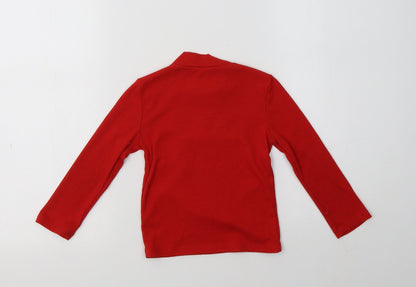 F&F Girls Red Mock Neck  Viscose Pullover Jumper Size 3-4 Years