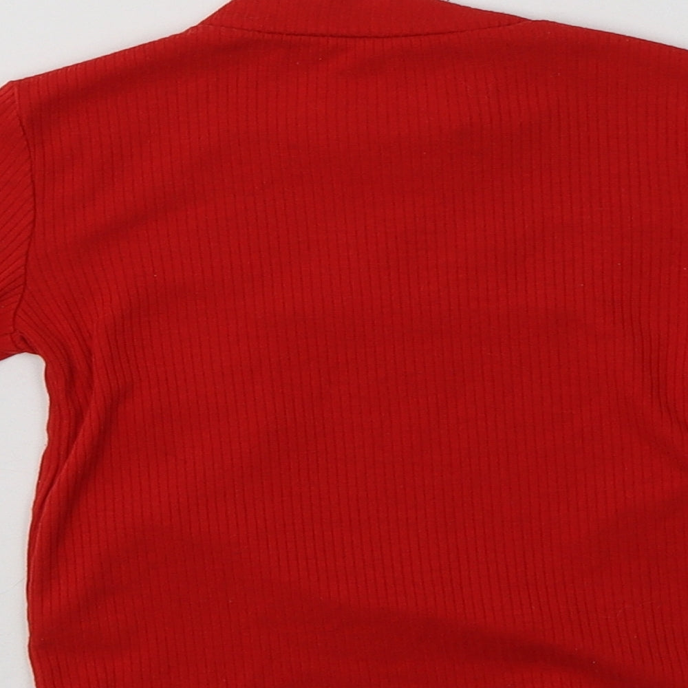 F&F Girls Red Mock Neck  Viscose Pullover Jumper Size 3-4 Years